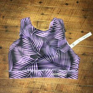 Cheestie Barbell purple palm tree high neck reversible size 8 workout bra